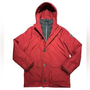 Abercrombie & Fitch Mens Size Large Red and Gray Full Zip Insulated Coat